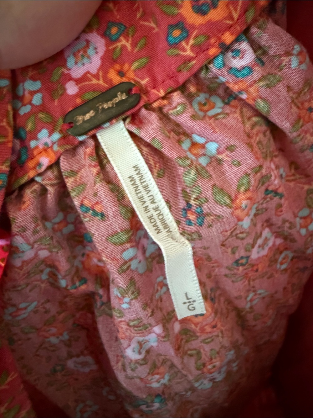 Free People Petunia Floral Backless Boho Smocked Mini Dress Poppy Combo Size L - Picture 8 of 11